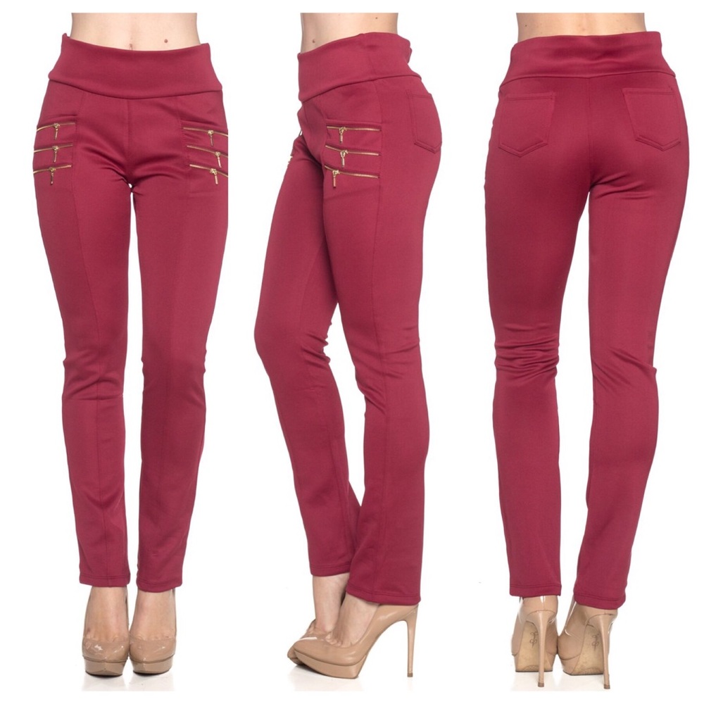 Burgundy Skinny Pants